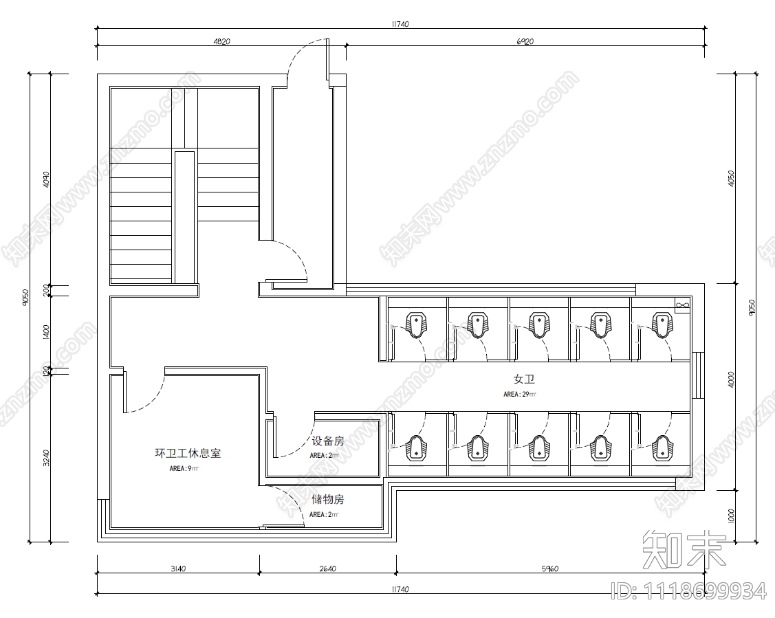 坑口路公厕建筑设计施工图施工图下载【ID:1118699934】