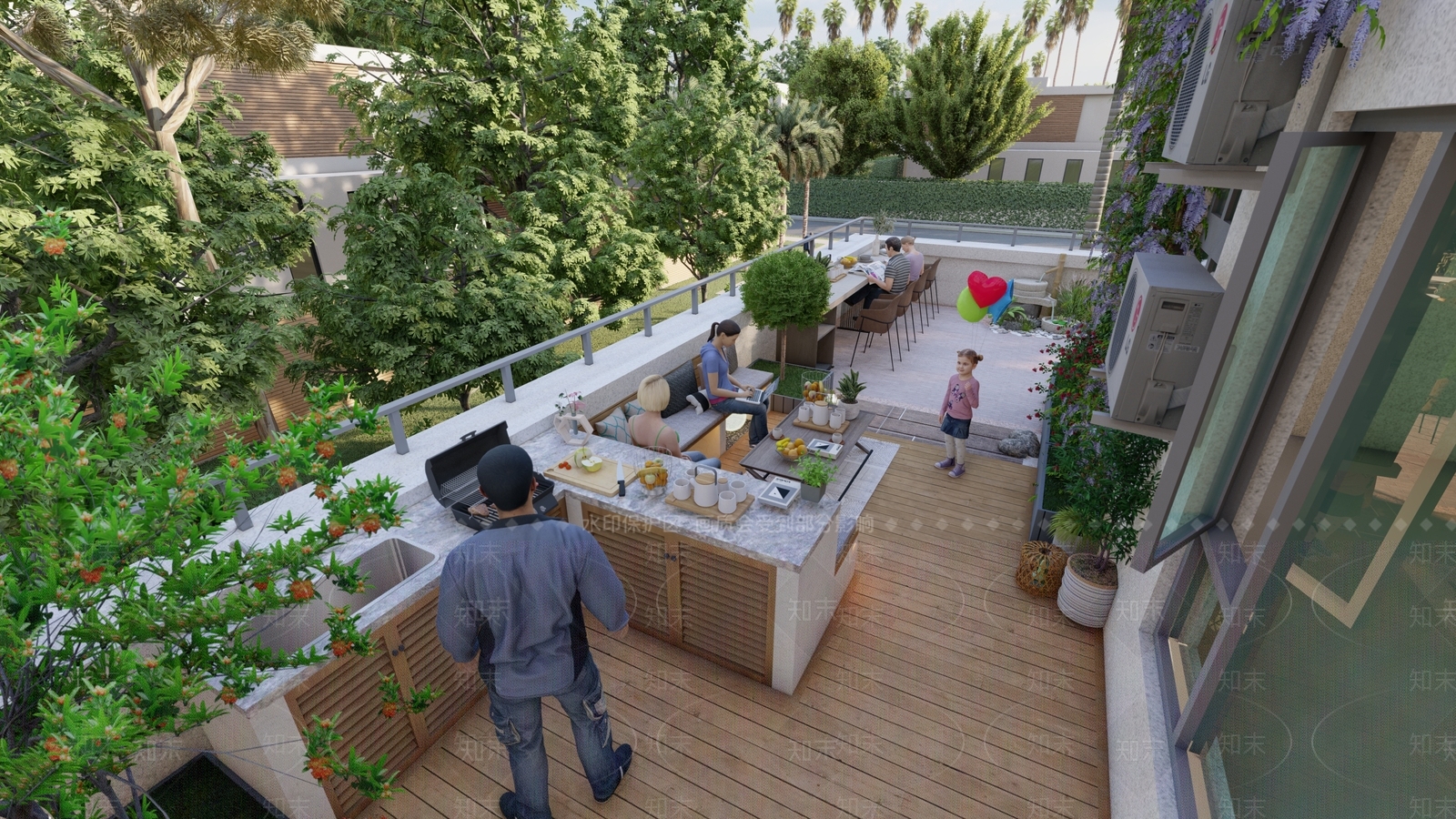 现代屋顶花园SU模型下载【ID:1118700675】