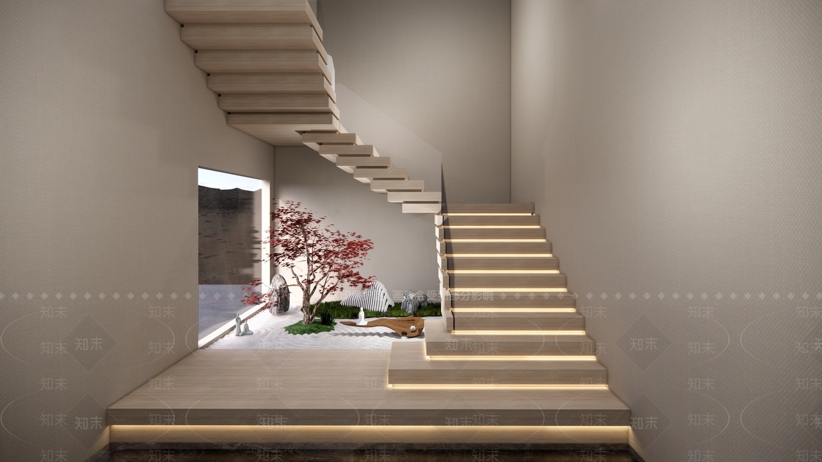 新中式风格别墅玻璃扶手楼梯SU模型下载【ID:1118702656】
