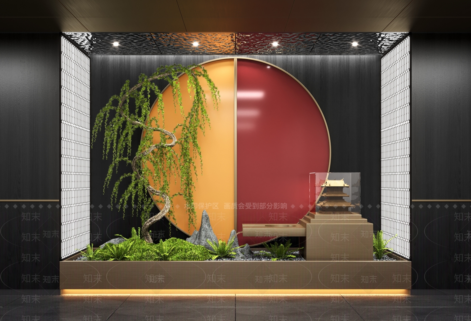 新中式室内景观小品3D模型下载【ID:1118703684】