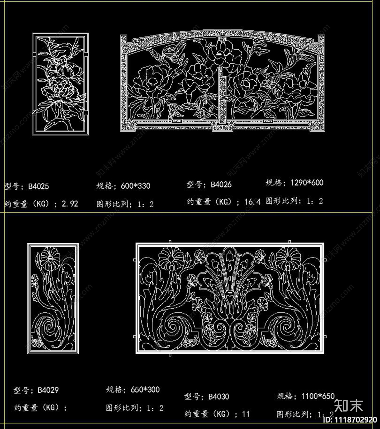 护栏庭院门压铸砂铸花件CAD图库cad施工图下载【ID:1118702920】