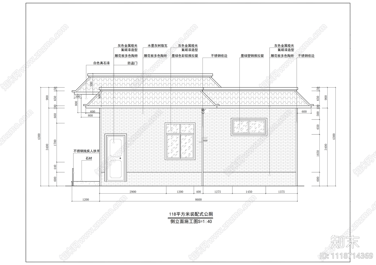 公共卫生间73m²平面图施工图cad施工图下载【ID:1118714369】