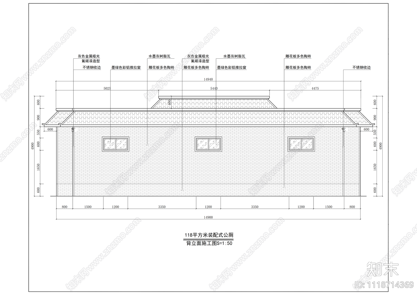 公共卫生间73m²平面图施工图cad施工图下载【ID:1118714369】