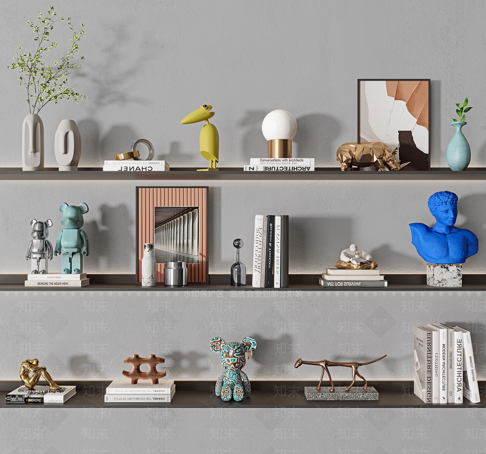 现代玩具书籍雕塑摆件3D模型下载【ID:1118715865】