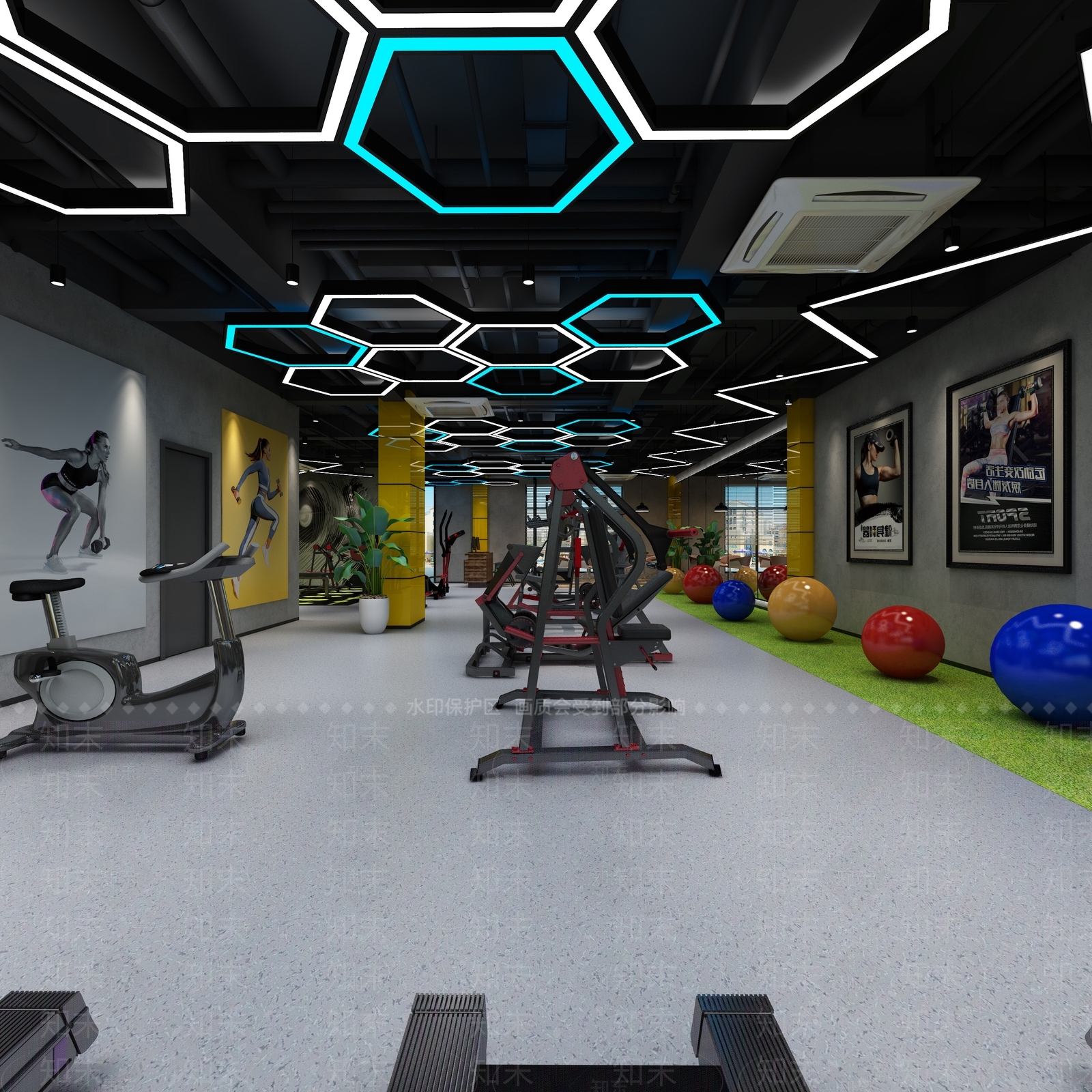 工业风健身房3D模型下载【ID:1118716291】