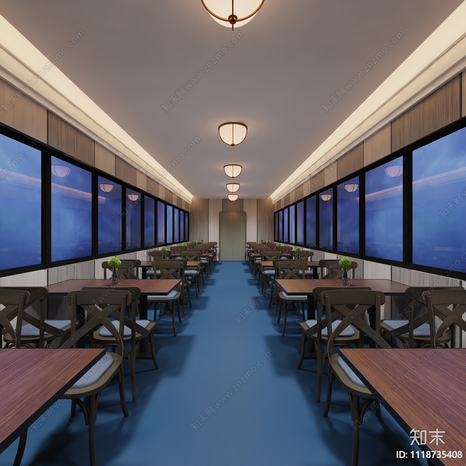 工业风车厢餐厅3D模型下载【ID:1118735408】