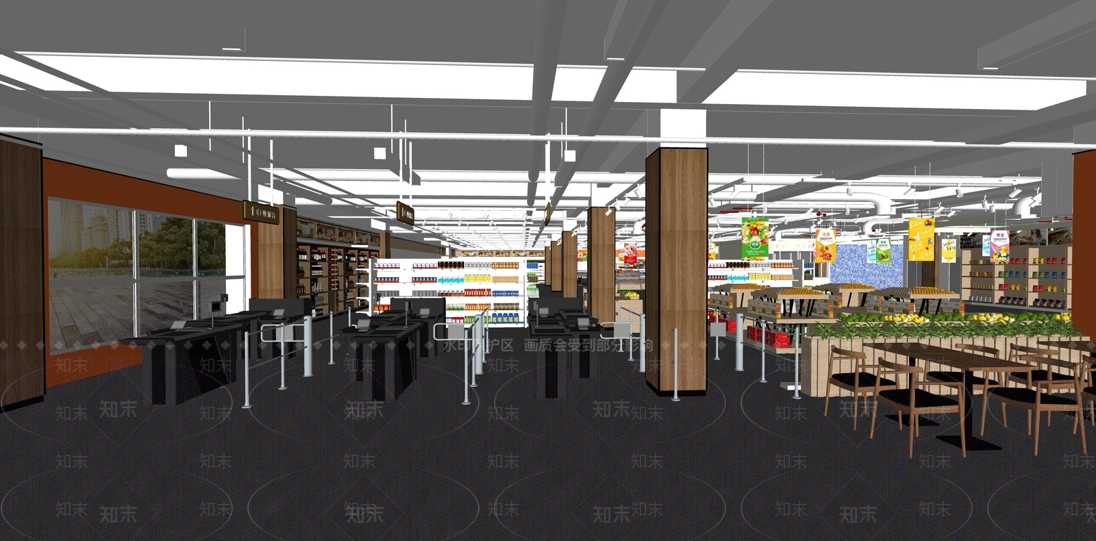 现代超市SU模型下载【ID:1118739266】