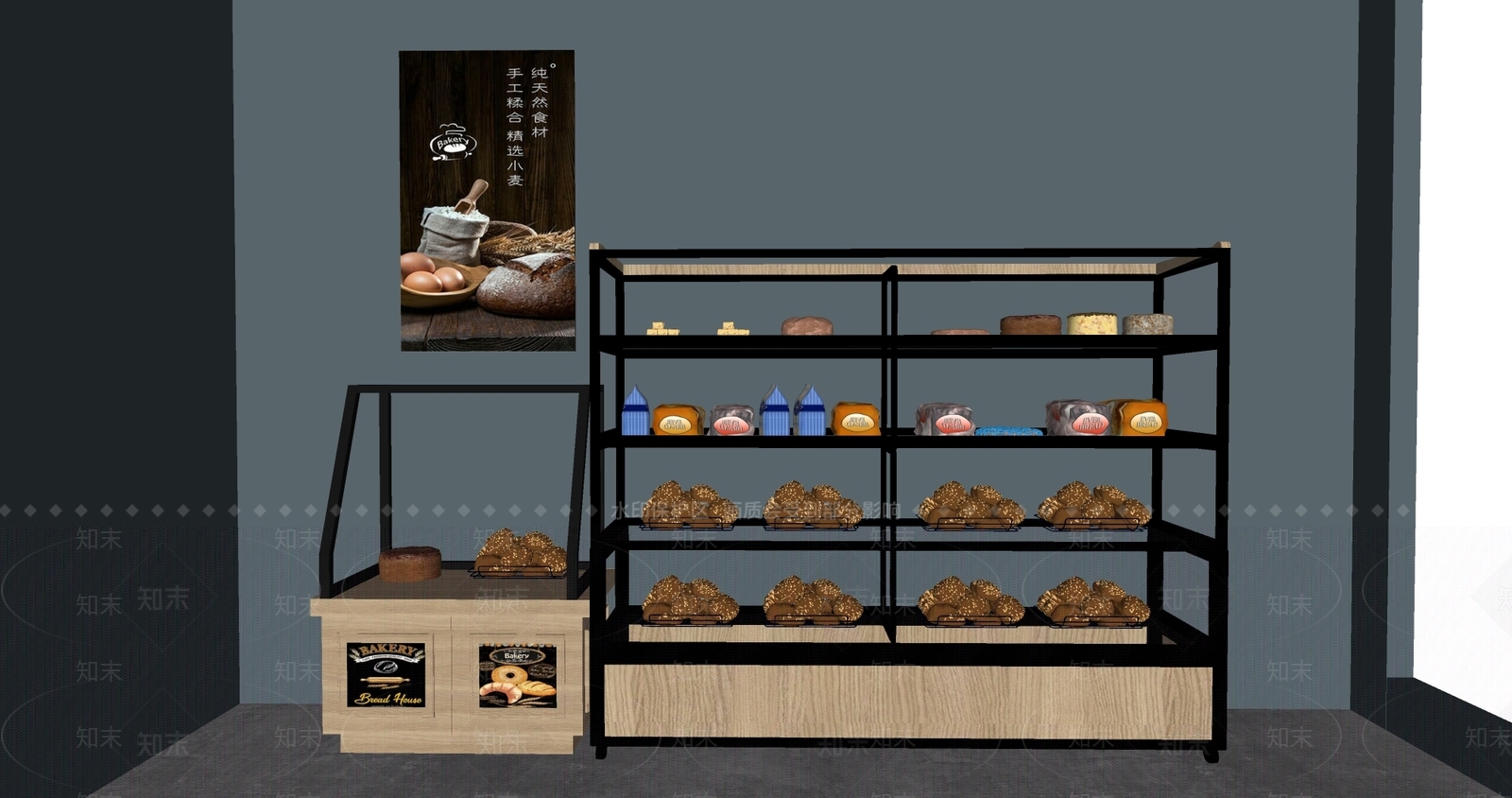 现代面包店货架SU模型下载【ID:1118738429】
