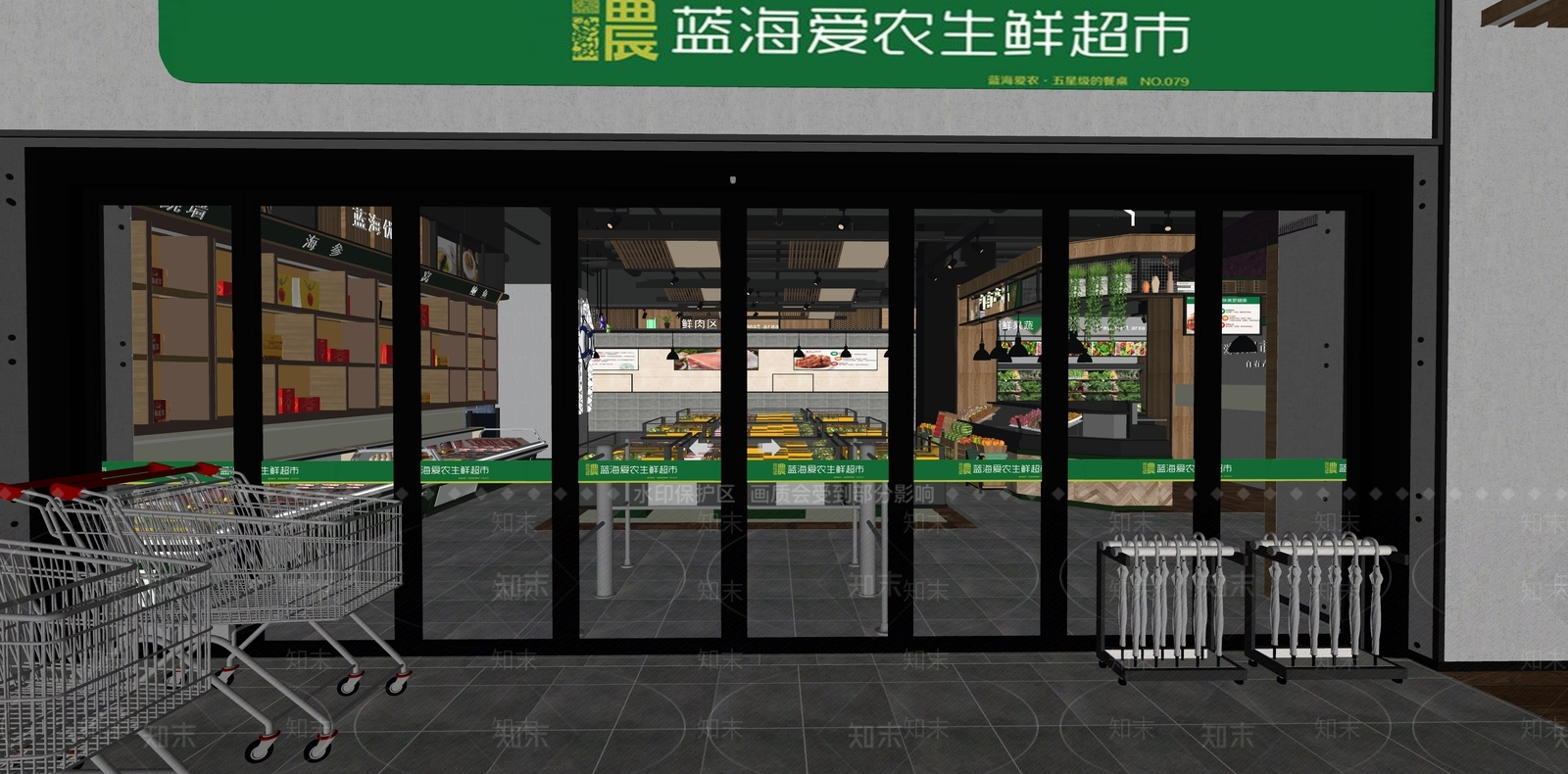 现代超市SU模型下载【ID:1118739446】