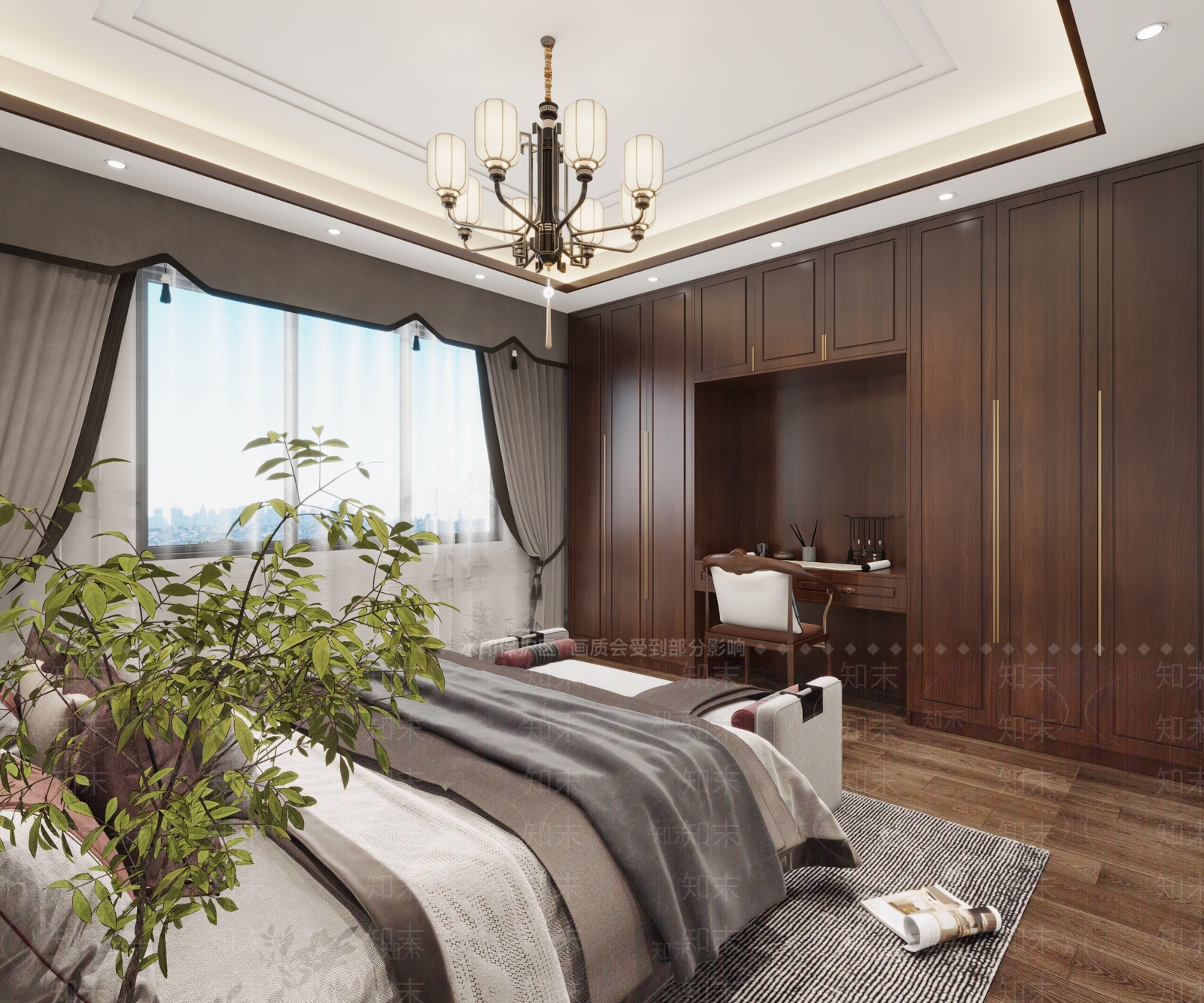 新中式书房3D模型下载【ID:1222023275】