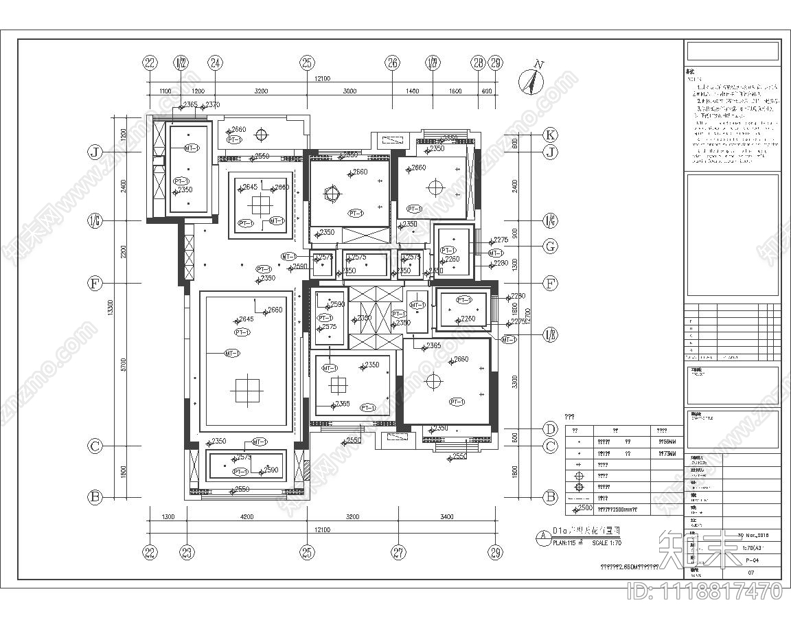 轻奢风室内家装空间设计施工图cad施工图下载【ID:1118817470】