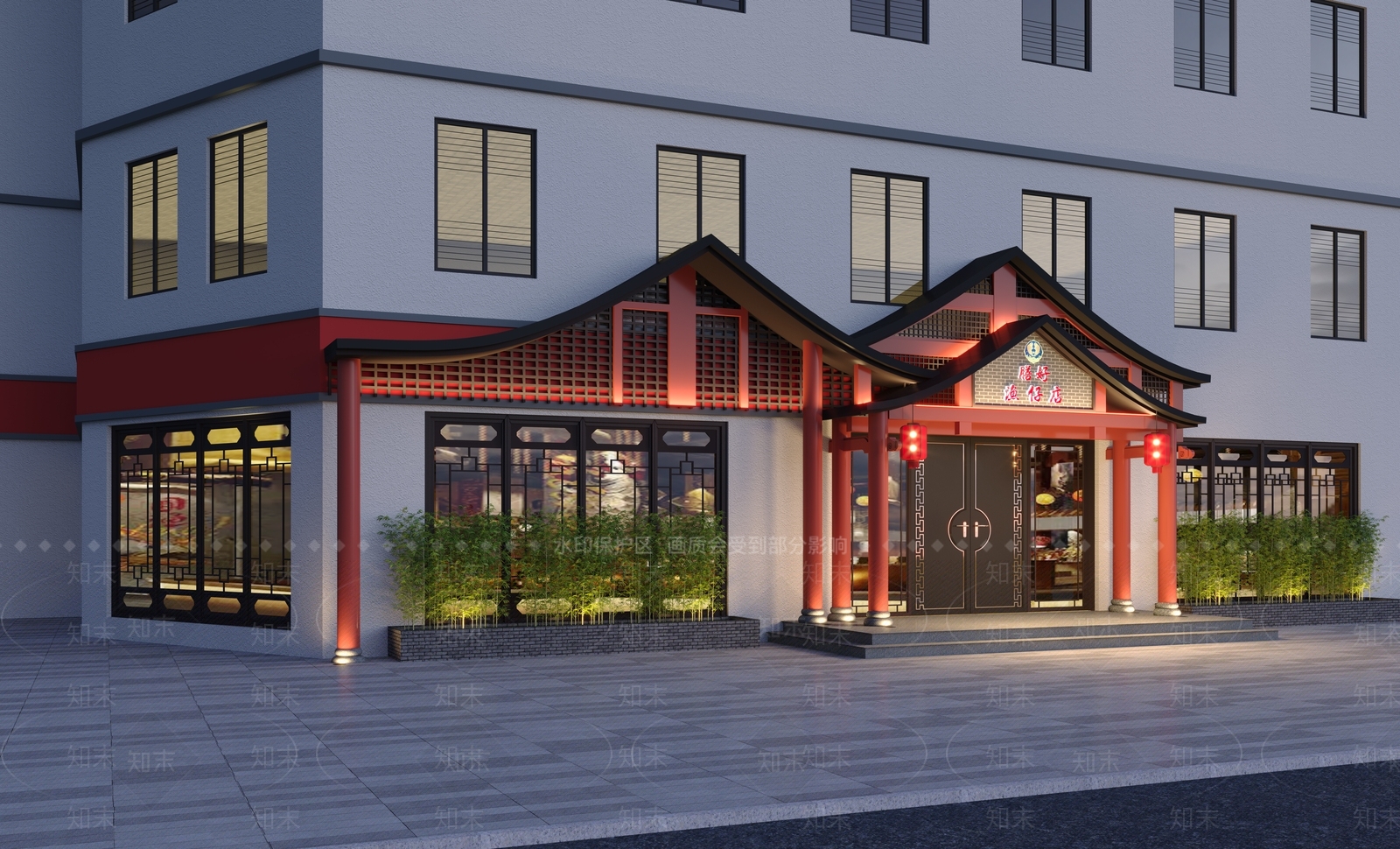 中式餐厅门头3D模型下载【ID:1118743378】