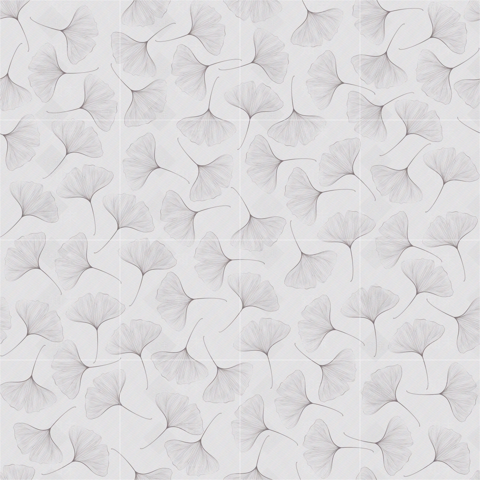 北欧浅灰银杏叶印花花砖贴图下载【ID:1118749622】