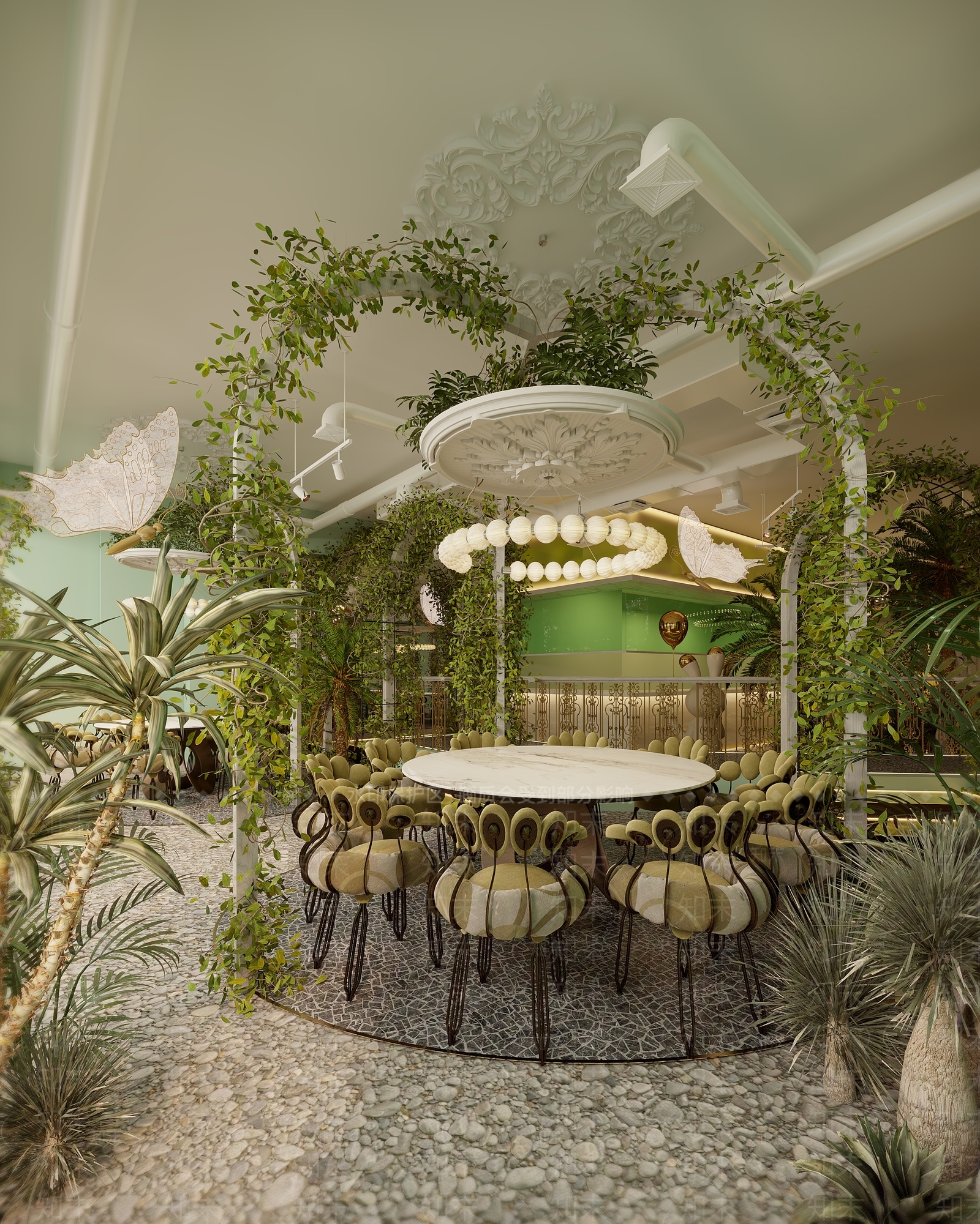 现代网红植物餐厅3D模型下载【ID:1118765456】