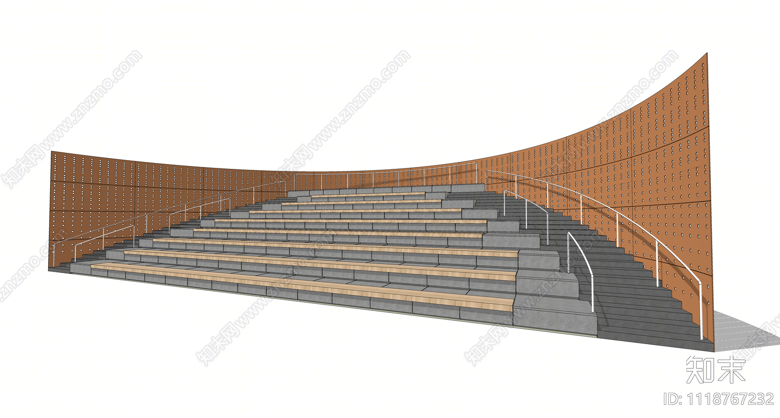 现代公园广场台阶看台SU模型下载【ID:1118767232】