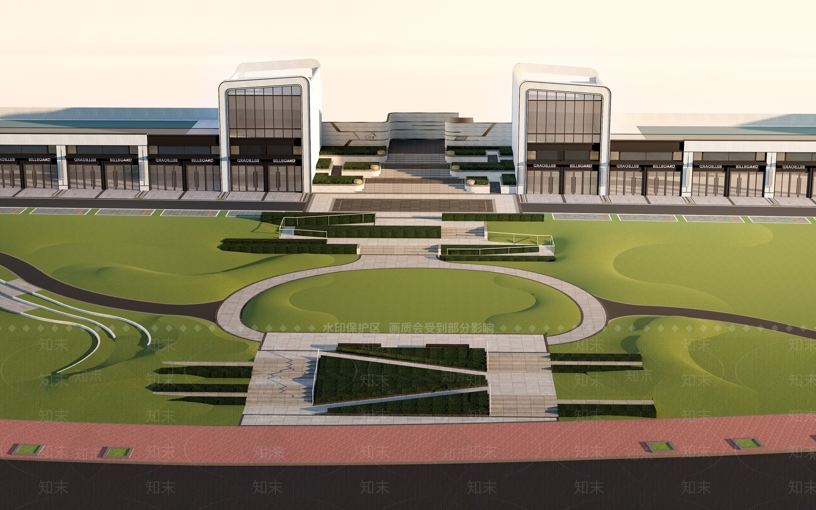 现代商业坡地景观SU模型下载【ID:1118770947】