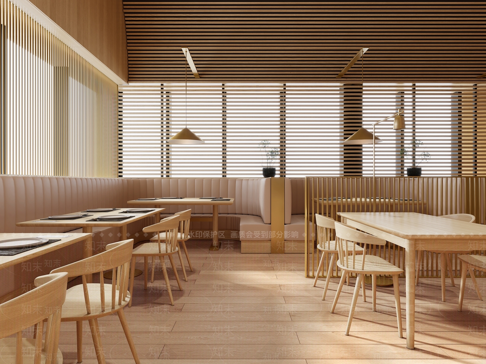现代原木风餐厅3D模型下载【ID:1118773283】_知末3d模型网
