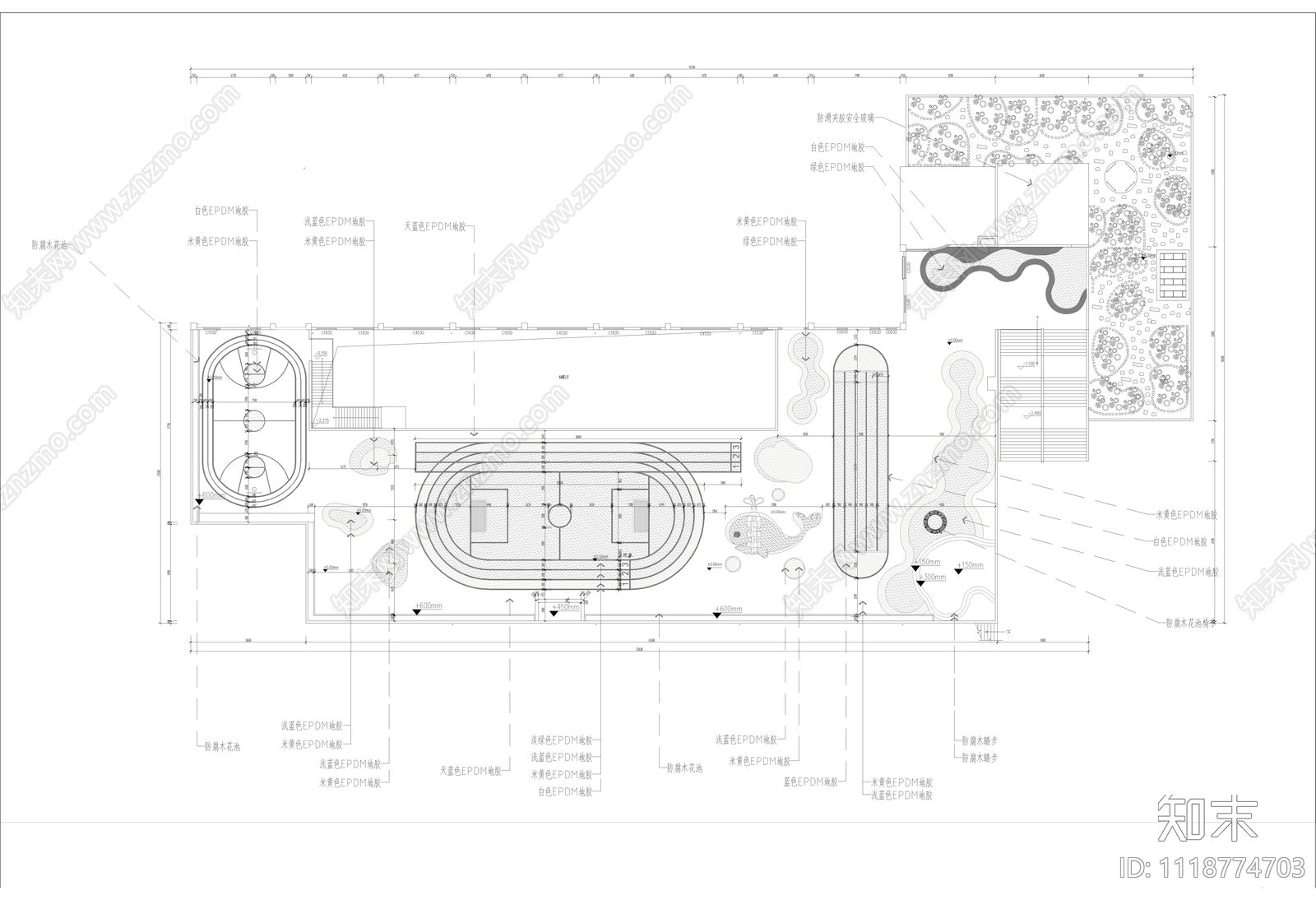 现代简约幼儿园户外建筑景观施工图效果图施工图下载【ID:1118774703】