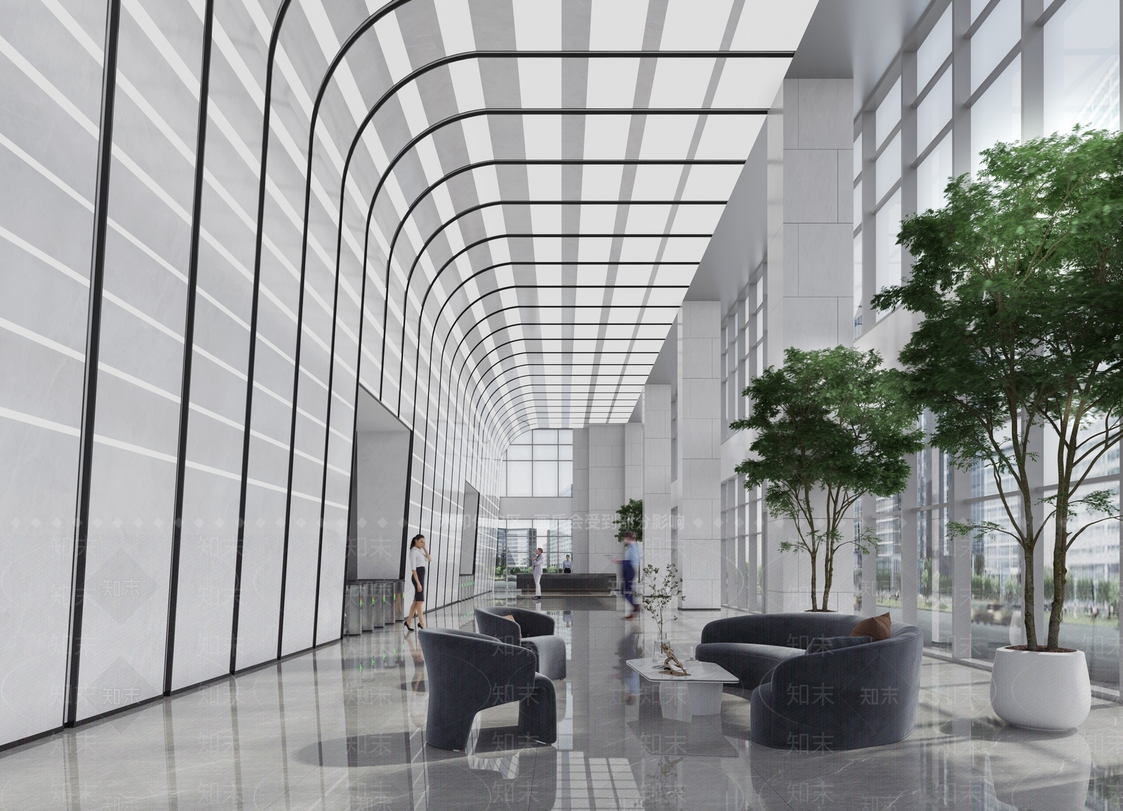 现代写字楼大厅3D模型下载【ID:1118774871】