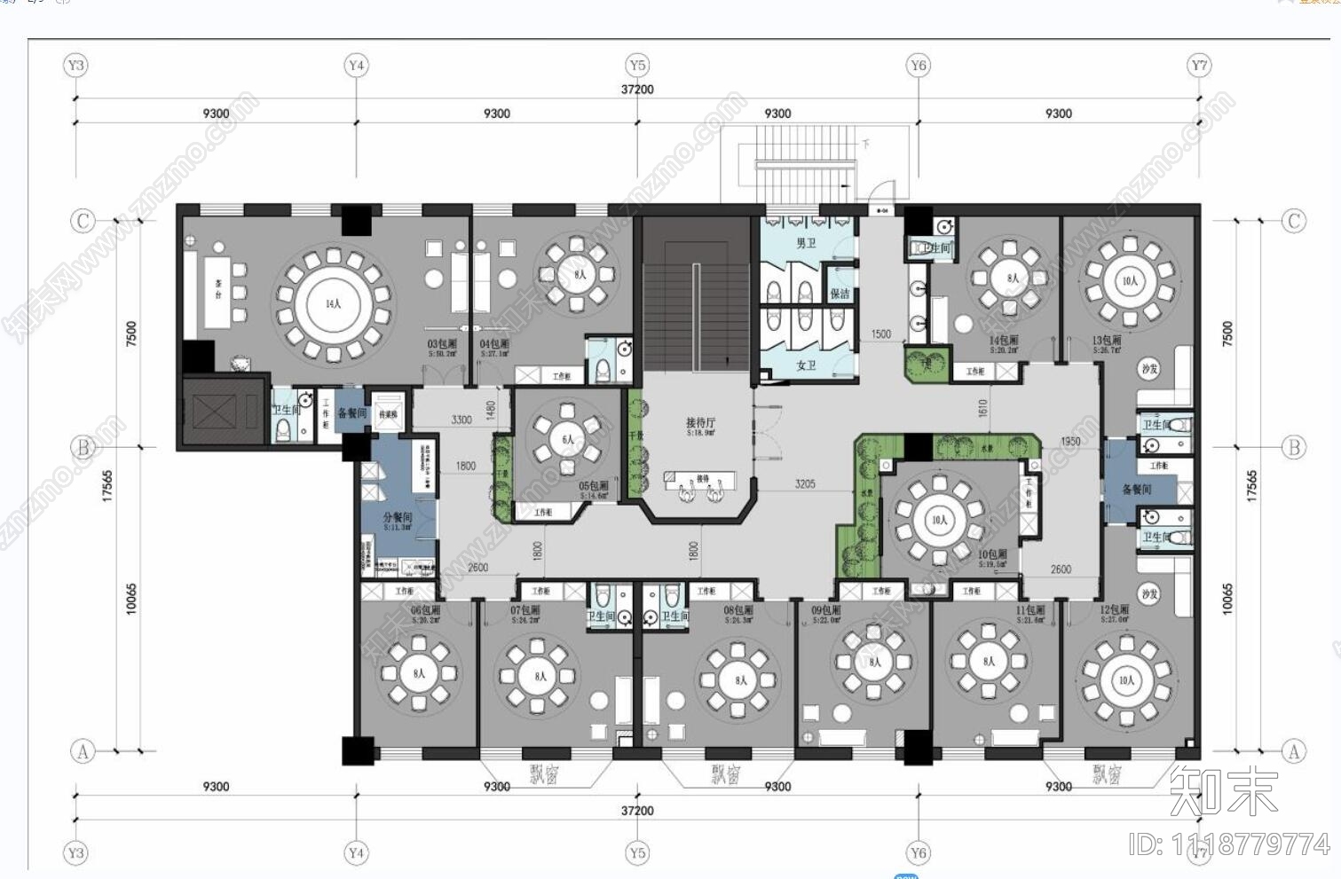 新中式酒楼餐厅设计施工图cad施工图下载【ID:1118779774】