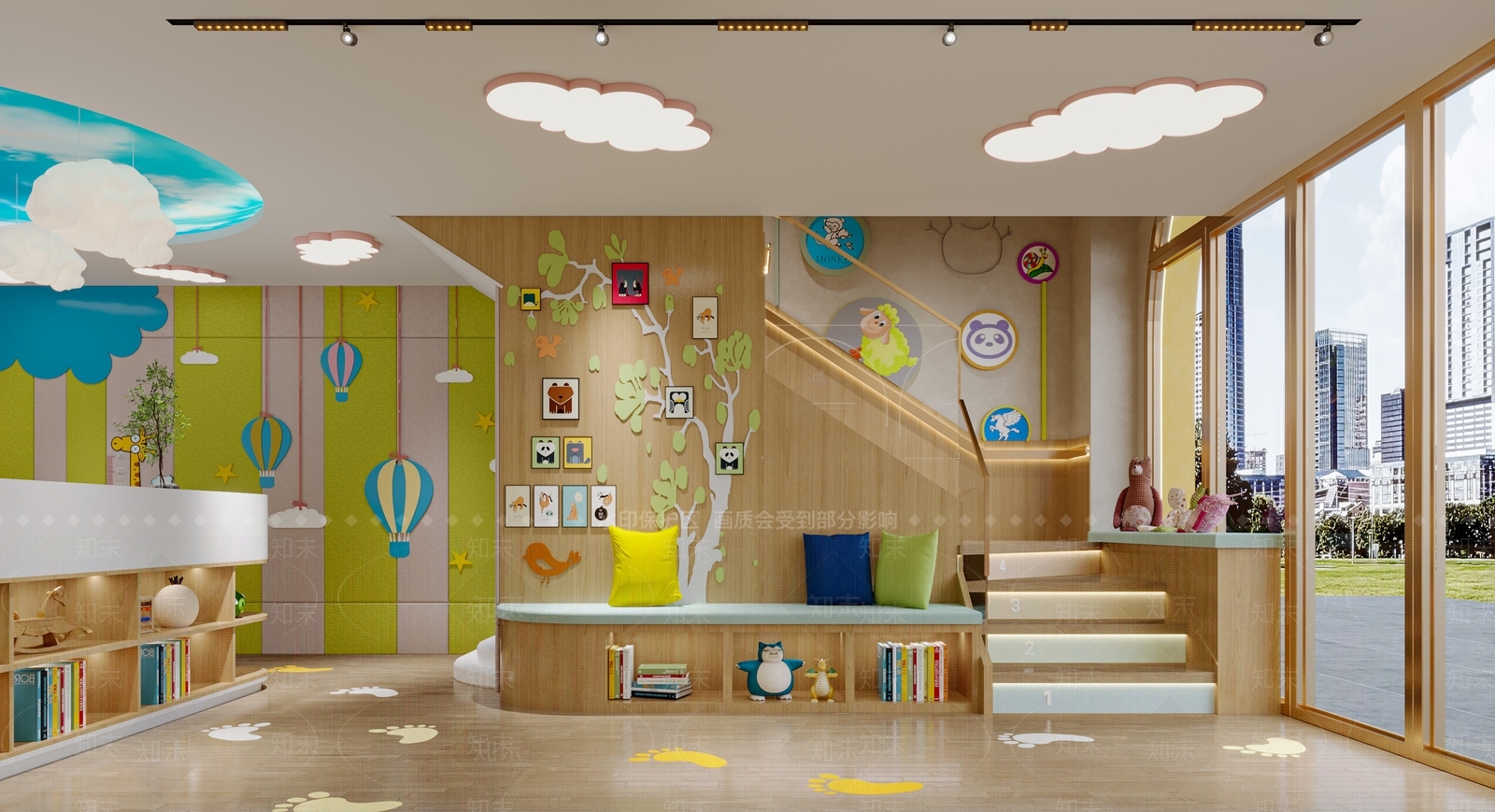 现代幼儿培训机构大厅3D模型下载【ID:1118784217】