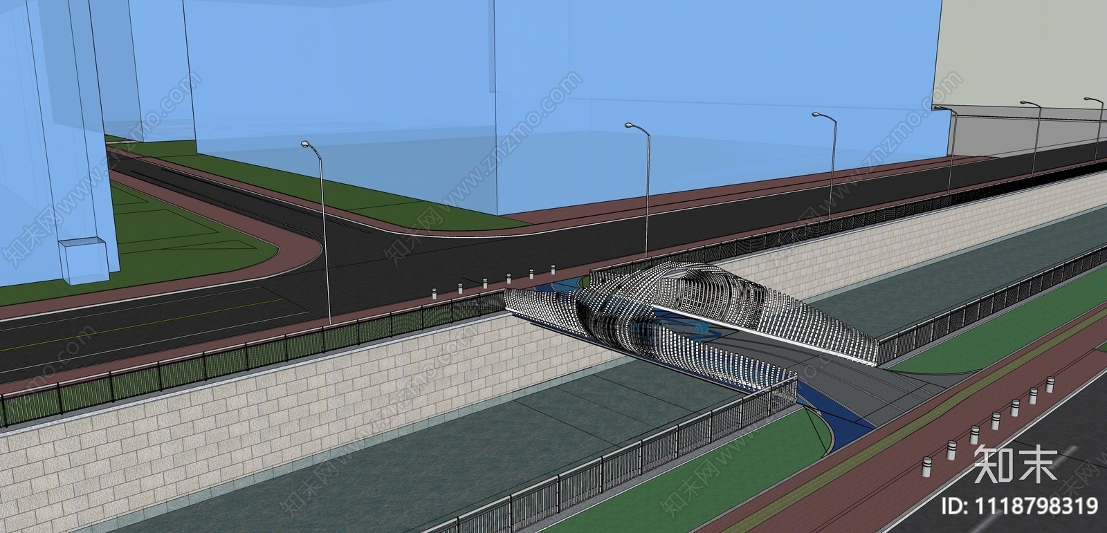 现代景观桥SU模型下载【ID:1118798319】