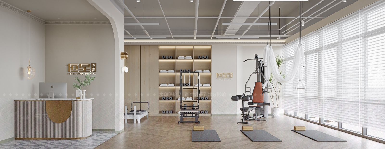 现代瑜伽馆3D模型下载【ID:1118811082】