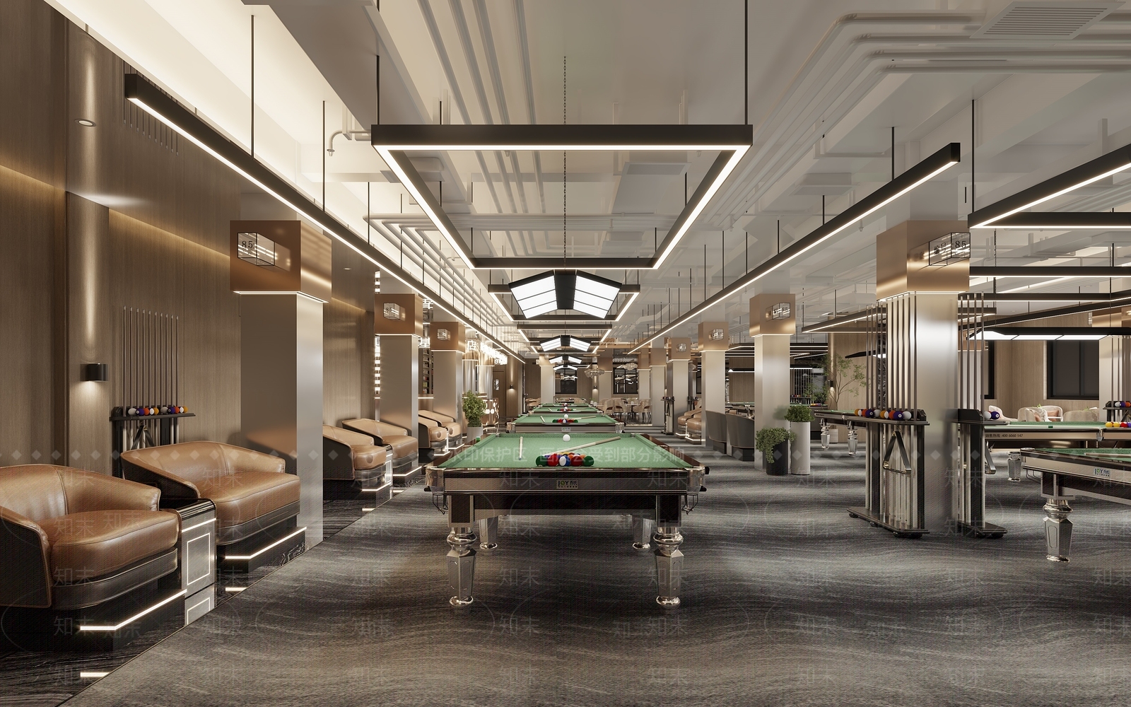 现代台球室大厅3D模型下载【ID:1118823123】