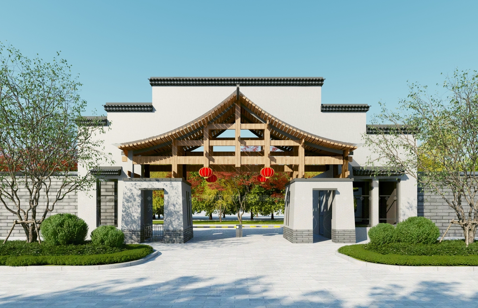 新中式入口大门3D模型下载【ID:1118828801】