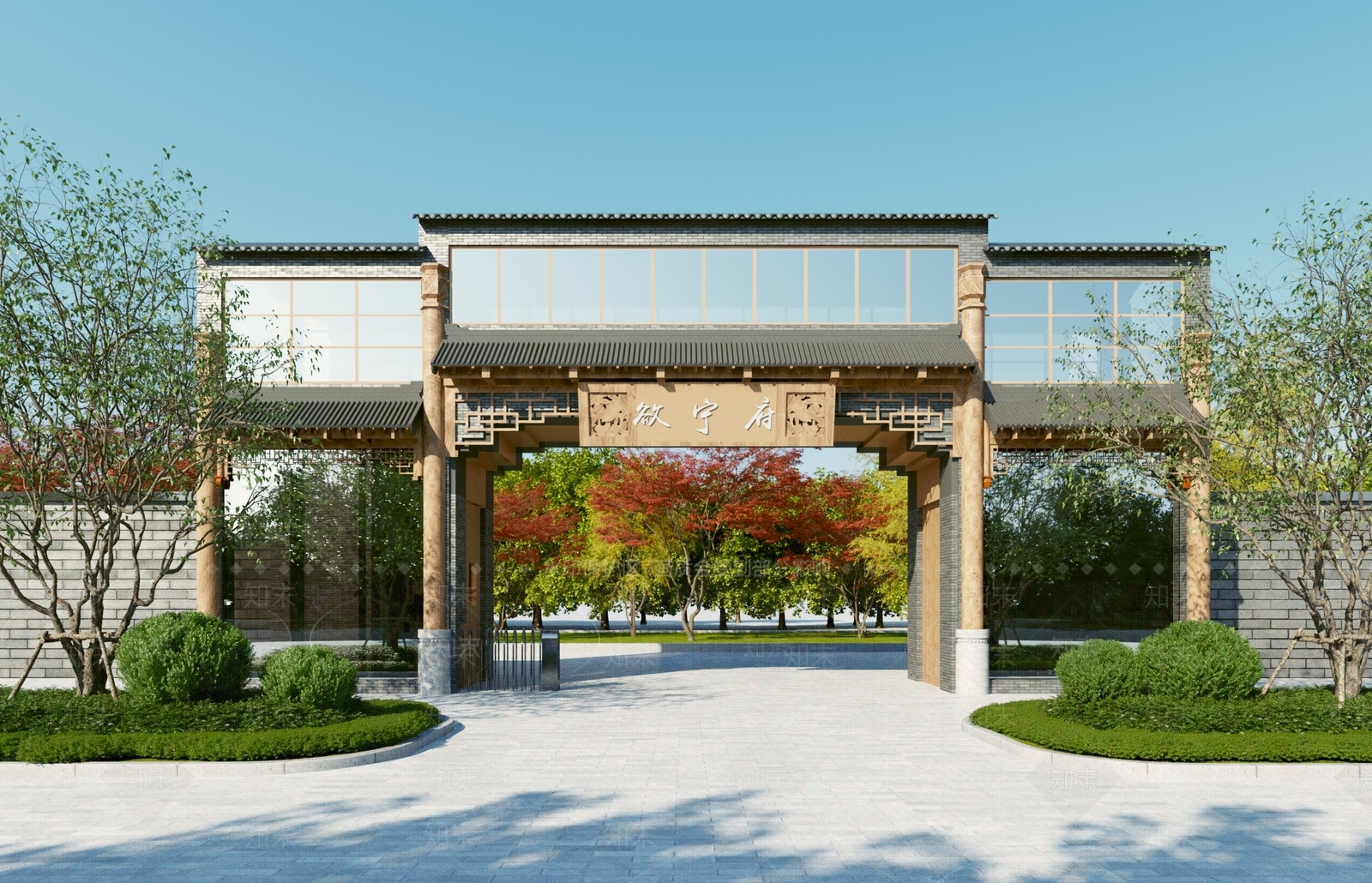新中式入口大门3D模型下载【ID:1118829532】