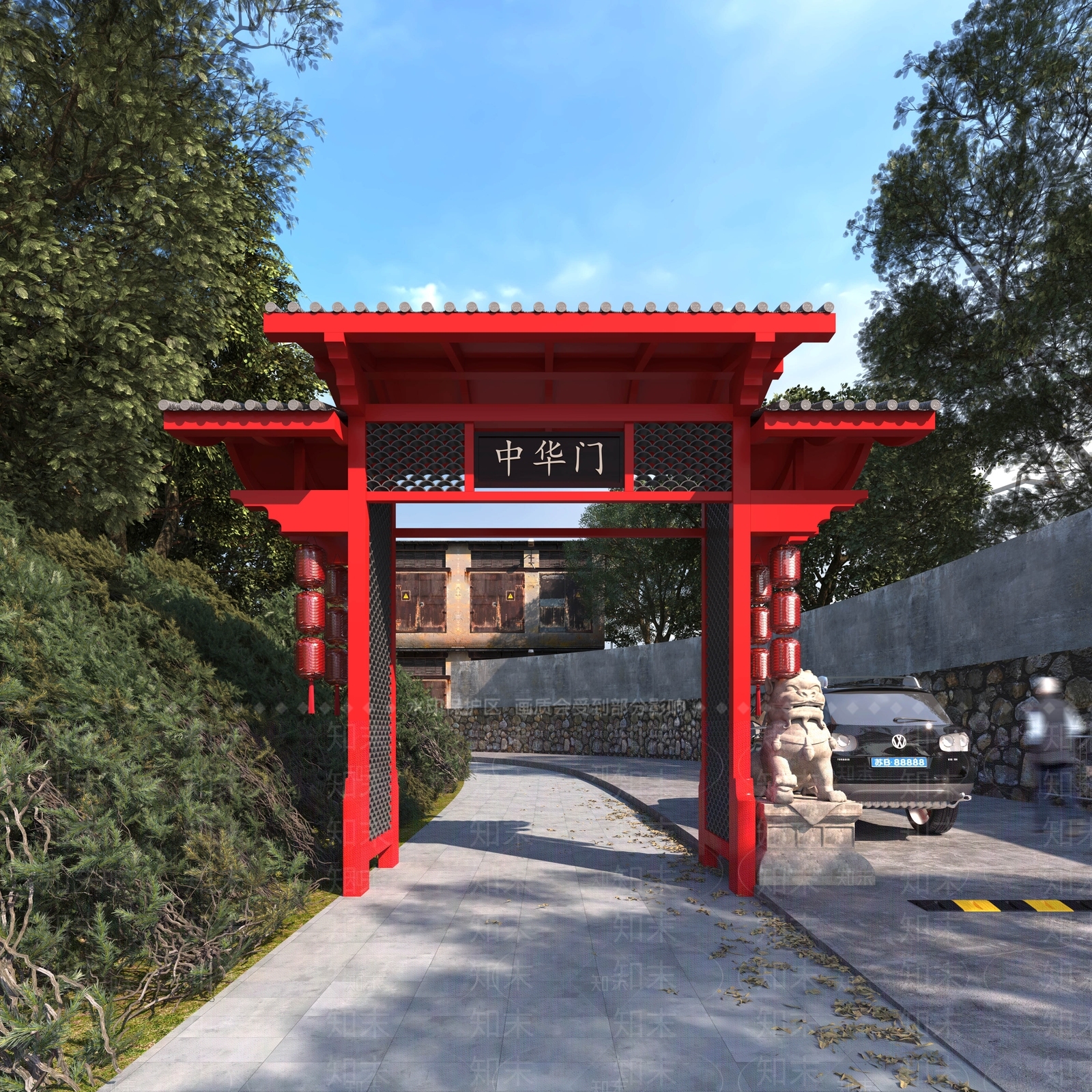 中式门楼3D模型下载【ID:1118830880】