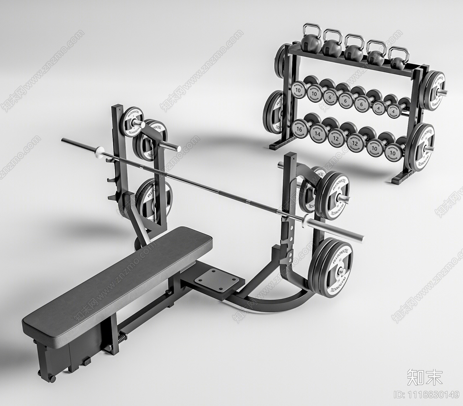 现代卧推架举重床SU模型下载【ID:1118830149】