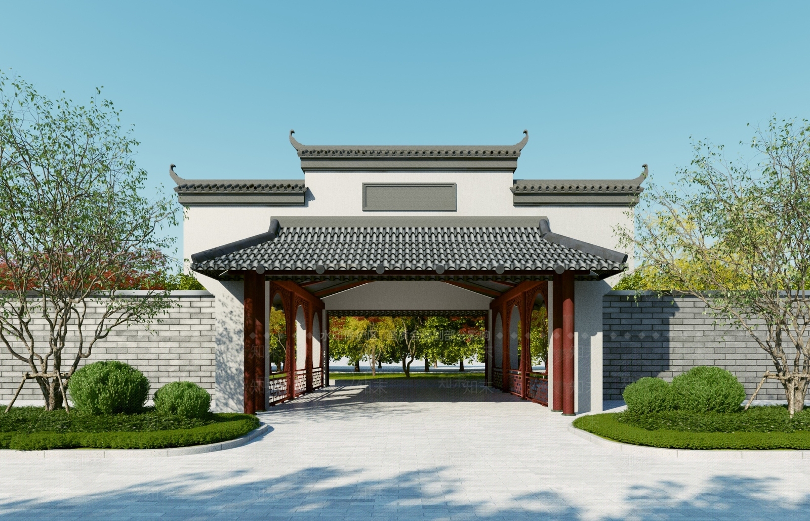 新中式入口大门3D模型下载【ID:1118831652】
