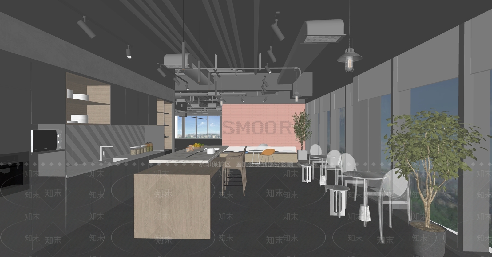 工业风茶水间SU模型下载【ID:1118834607】