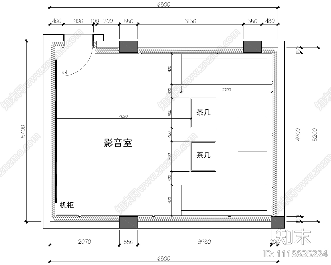 别墅影院室内设计施工图cad施工图下载【ID:1118835224】