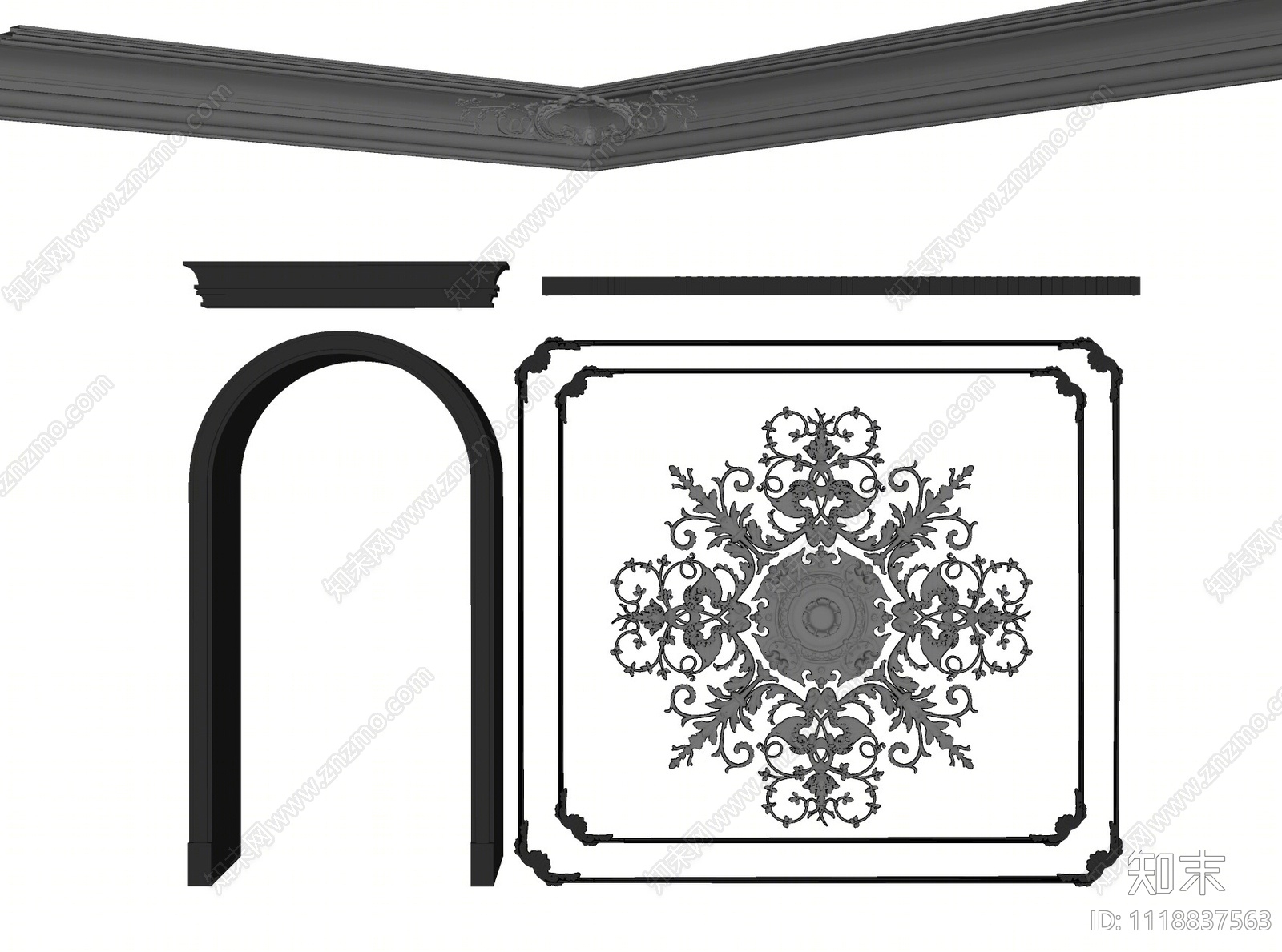 欧式雕花SU模型下载【ID:1118837563】