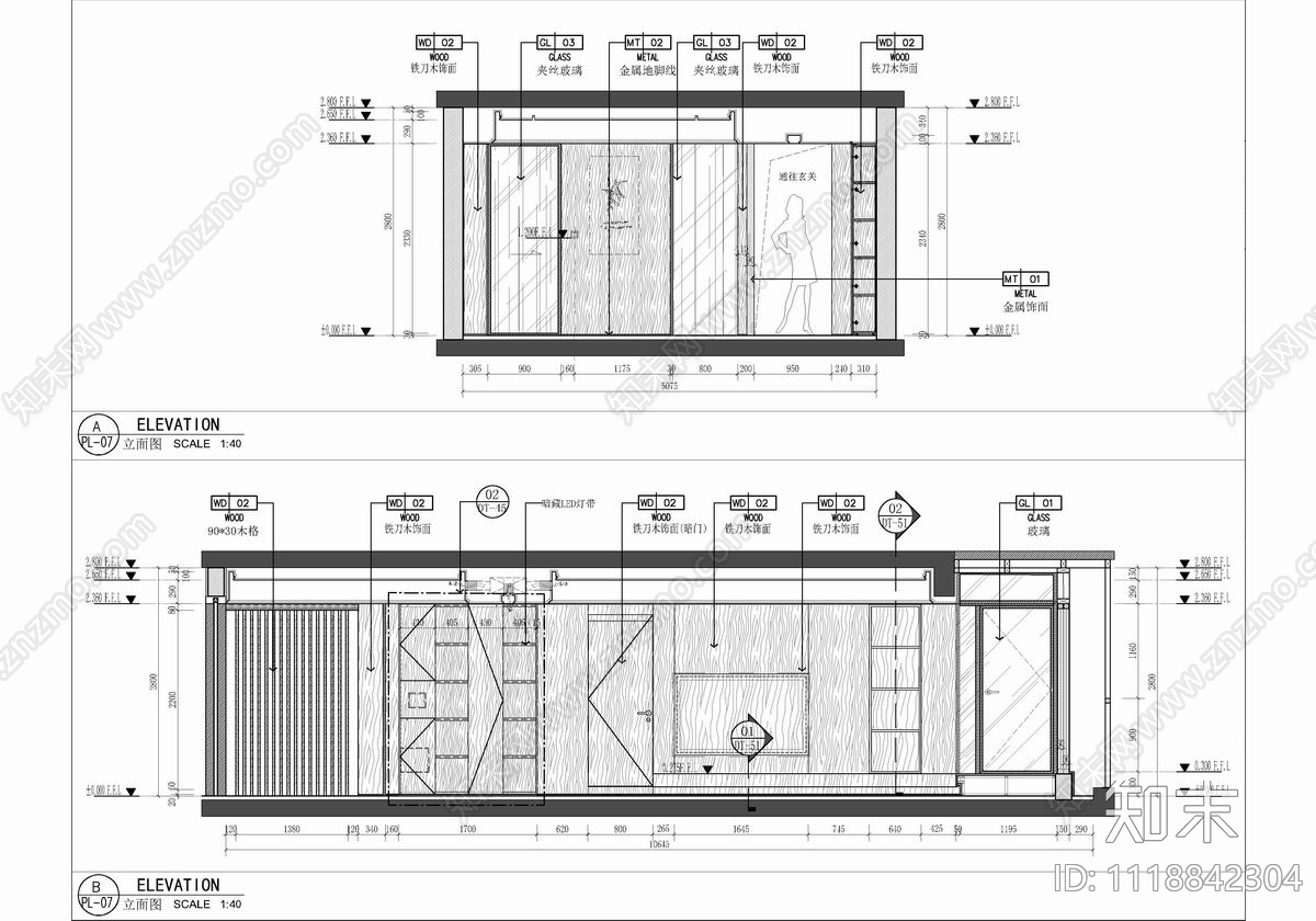 180㎡大平层家装空间室内设计CAD全套施工图施工图下载【ID:1118842304】