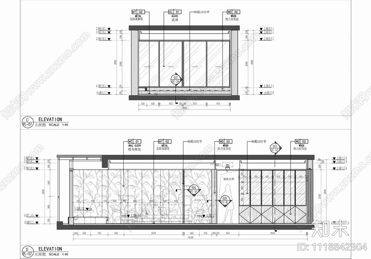 180㎡大平层家装空间室内设计CAD全套施工图施工图下载【ID:1118842304】