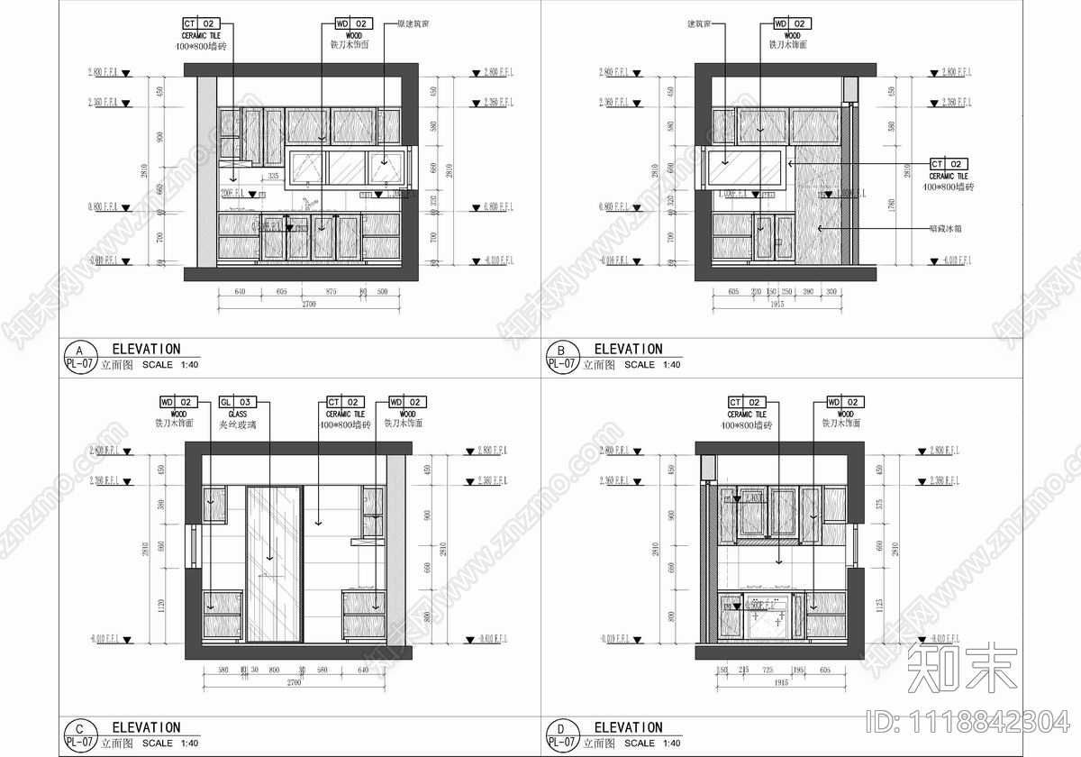 180㎡大平层家装空间室内设计CAD全套施工图施工图下载【ID:1118842304】