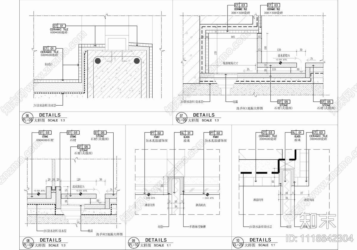 180㎡大平层家装空间室内设计CAD全套施工图施工图下载【ID:1118842304】