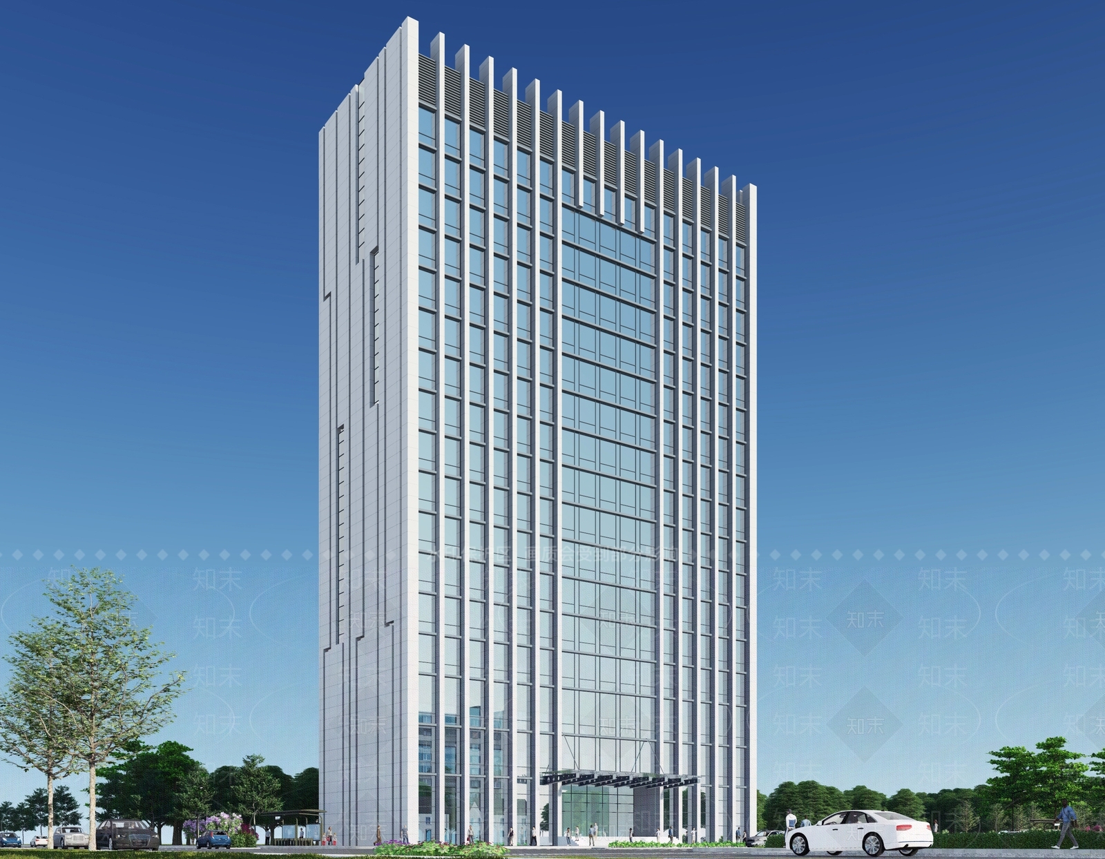 现代高层行政办公中心SU模型下载【ID:1118843090】