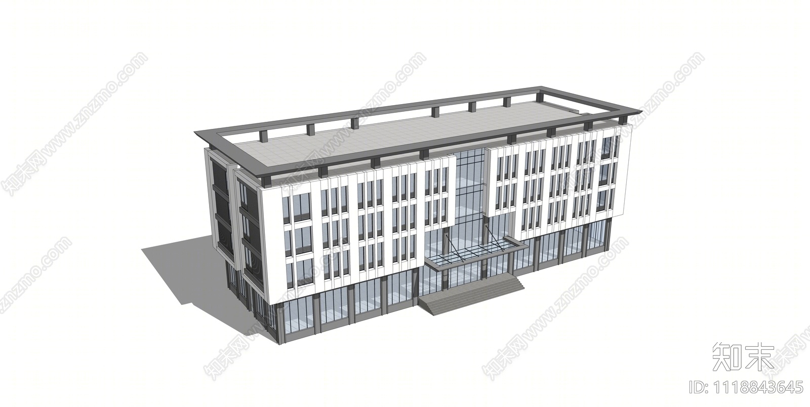 现代行政办公楼SU模型下载【ID:1118843645】