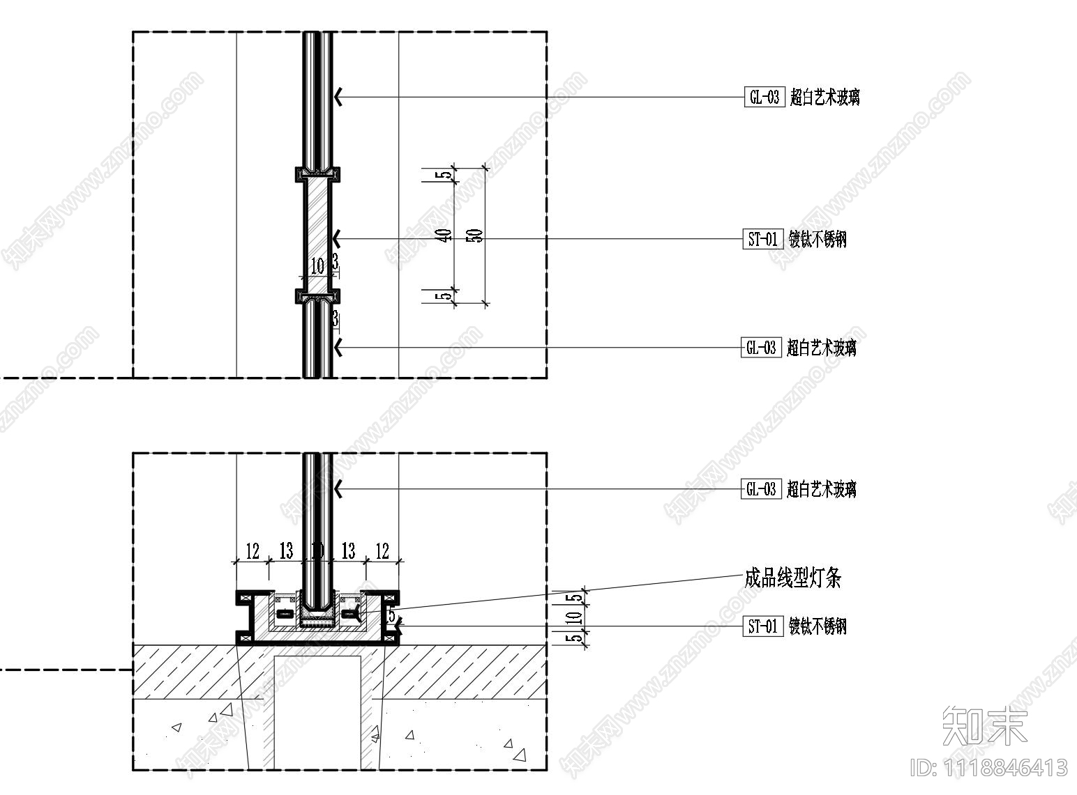 现代隔断屏风玻璃隔断详图节点cad施工图下载【ID:1118846413】