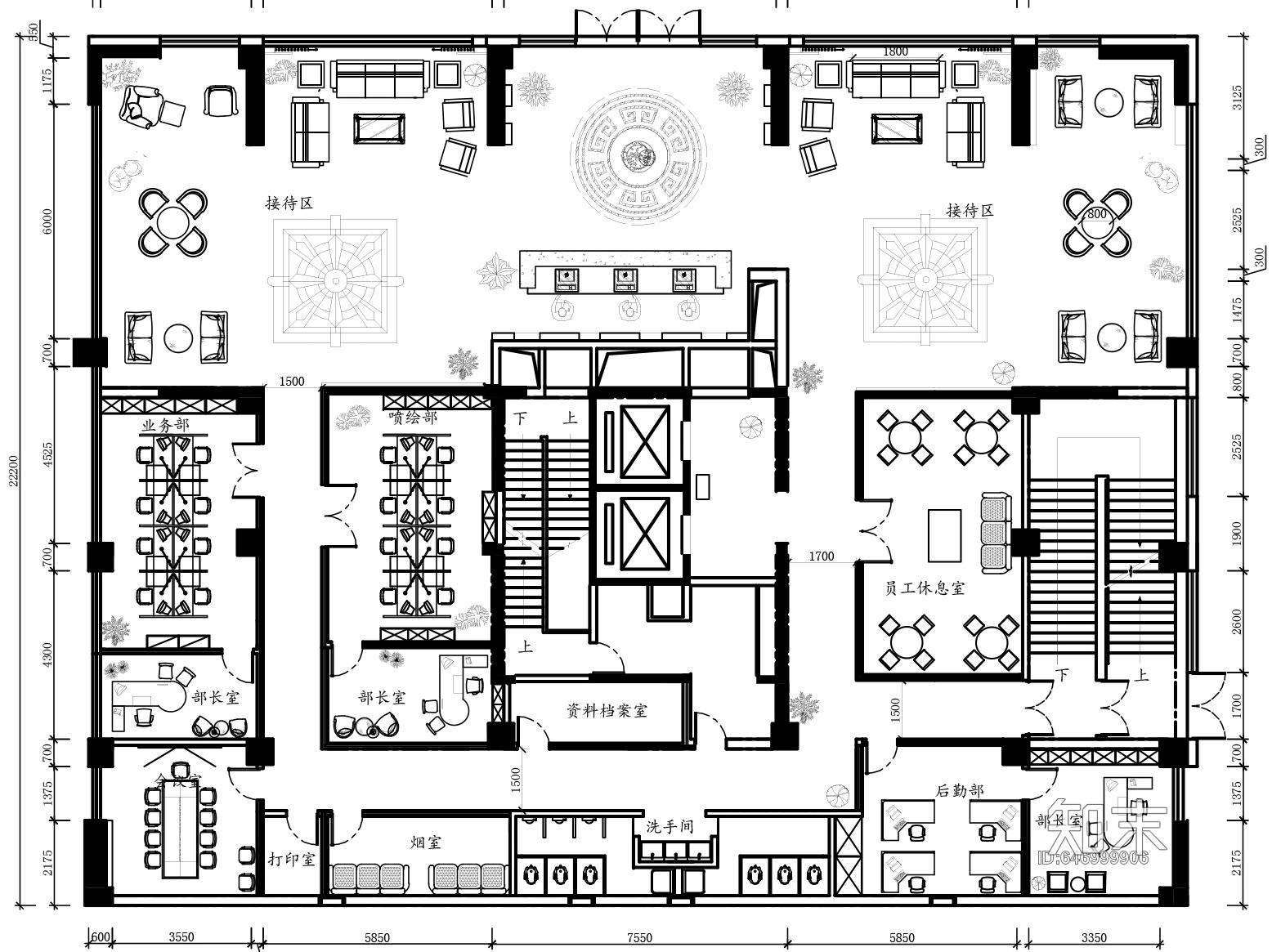 现代办公空间整套施工图平顶地立面大样施工图下载【ID:646999906】