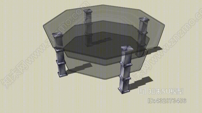 不锈钢玻璃茶几_SU模型下载【ID:432073456】