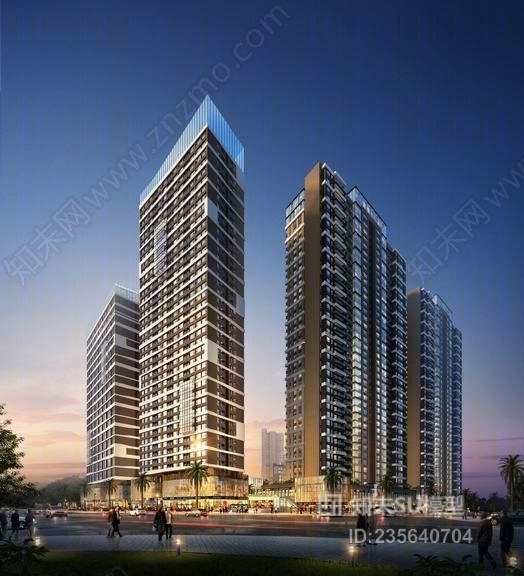 现代高层住宅+公寓SU模型下载【ID:235640704】