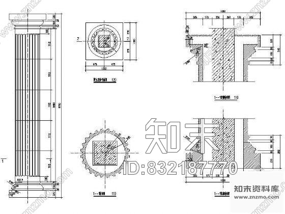 陶立克柱详图cad施工图下载【ID:832187770】