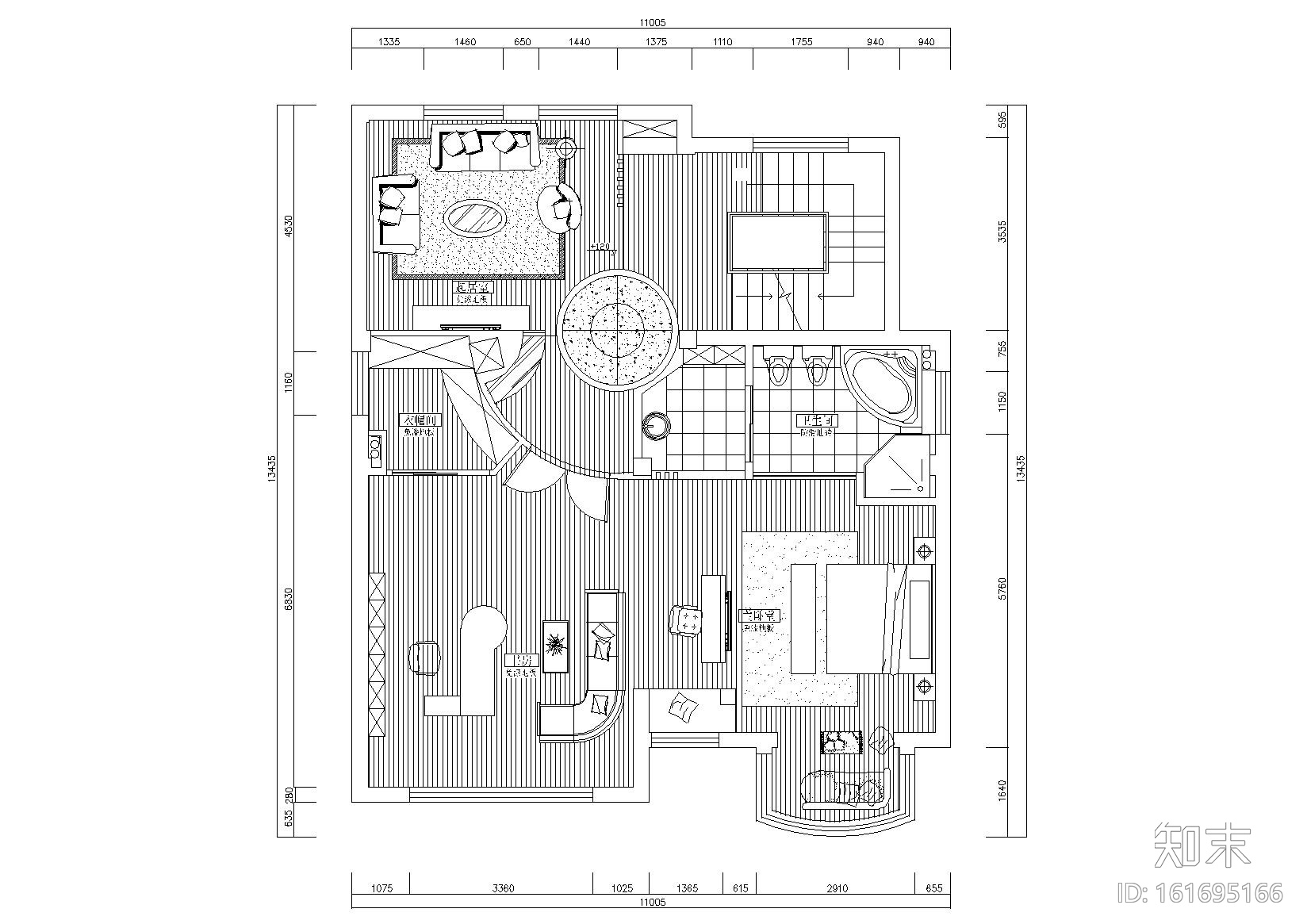 [北京]小汤山三层别墅室内施工图+效果图cad施工图下载【ID:161695166】