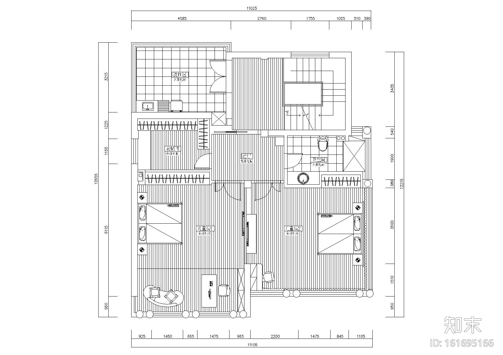 [北京]小汤山三层别墅室内施工图+效果图cad施工图下载【ID:161695166】