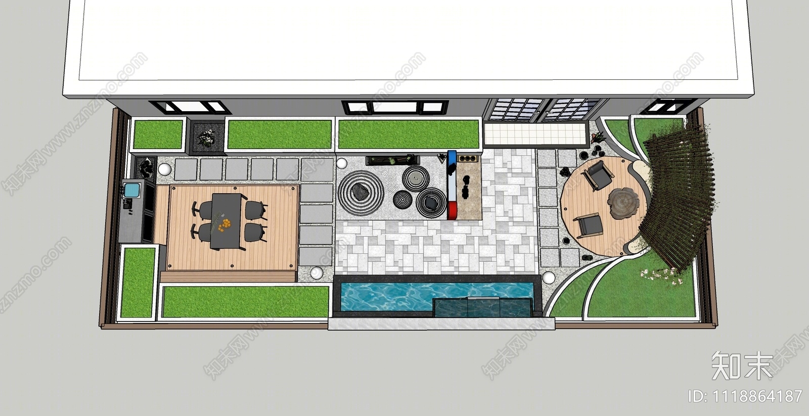 现代屋顶花园SU模型下载【ID:1118864187】